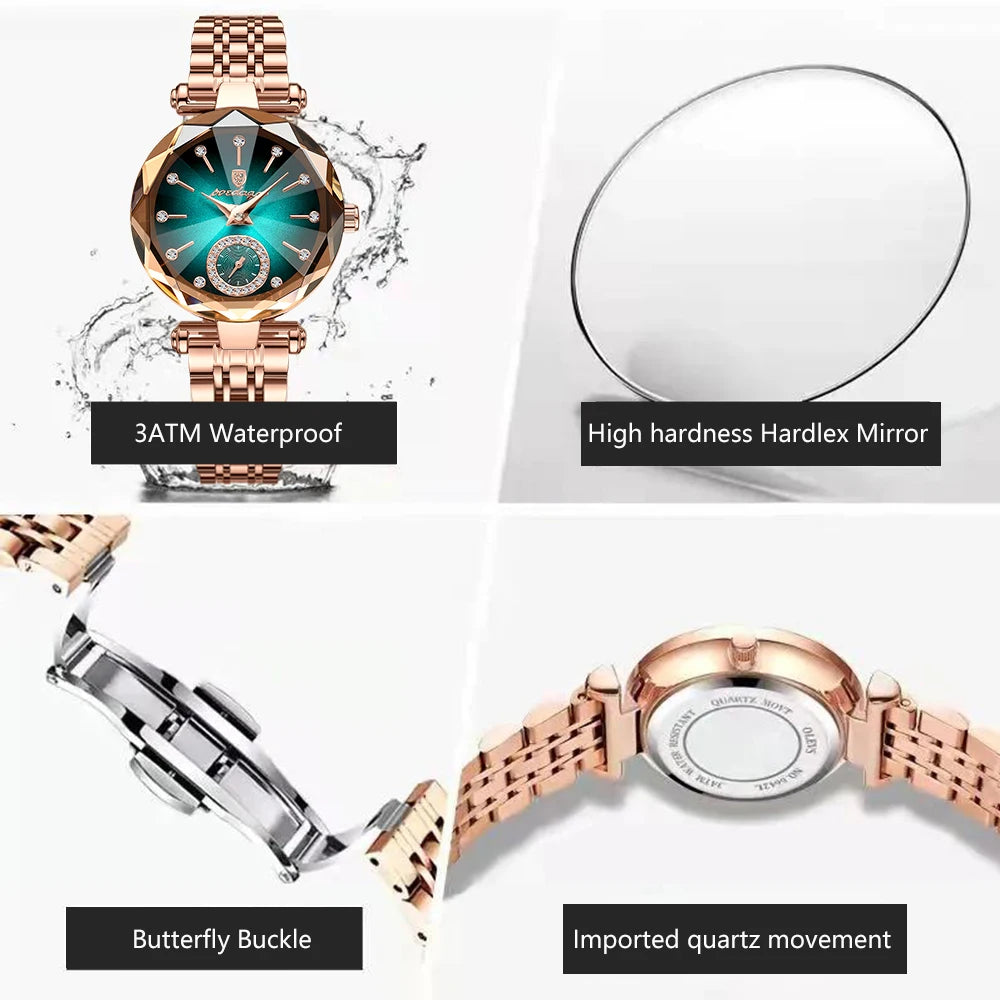 POEDAGAR Elegant Luxury Women's Quartz Watches Waterproof Stainless Steel Watch for Woman Casual Fashion Ladies Wristwatch reloj