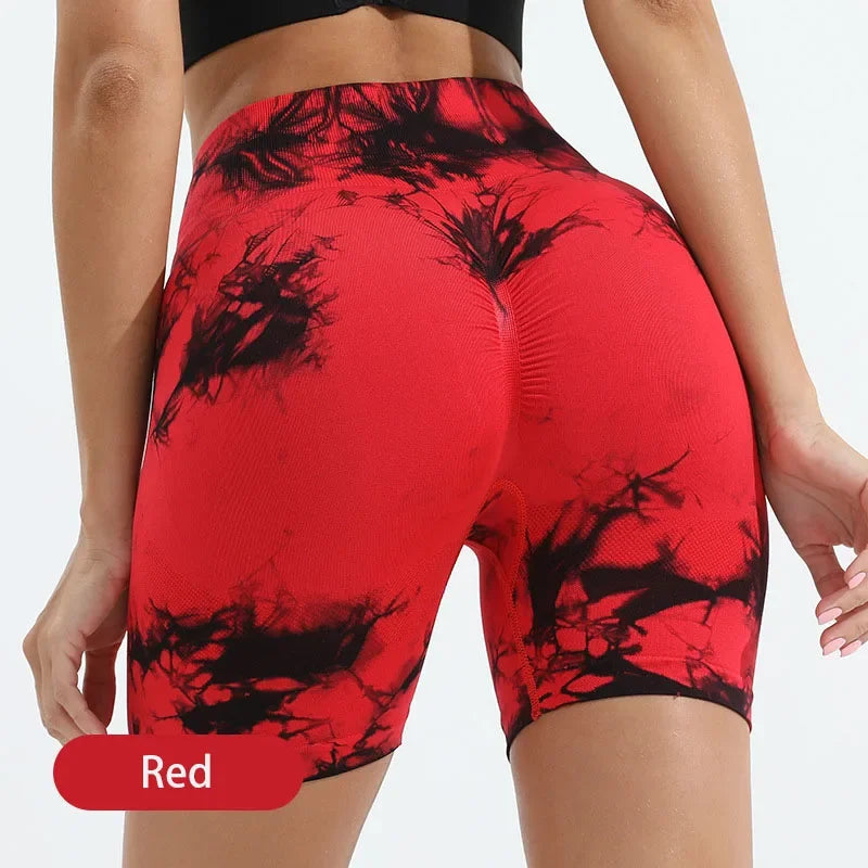 Yoga Shorts for Women Tie Dye Seamless Cycling Running High Waisted Workout Gym Fitness S M L XL