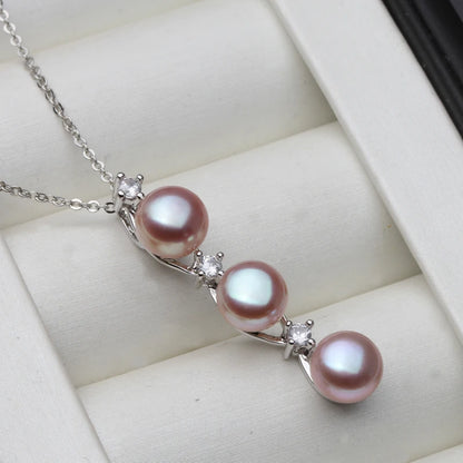 2025 New Freshwater Natural Black Pearl Pendant Women,Wedding 925 Silver Pearl Necklace Wife Mother Anniversary Gift White Grey