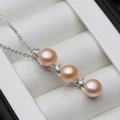 2025 New Freshwater Natural Black Pearl Pendant Women,Wedding 925 Silver Pearl Necklace Wife Mother Anniversary Gift White Grey