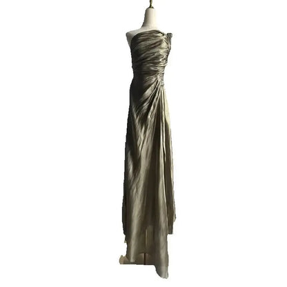 Elegant Dress for Women Off Shoulder Sleeveless Chic Casual Dresses Spring Summer 2025 New Female Fashion High Waist Solid Dress