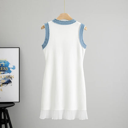 O-Neck Sleeveless Tank Dress for Women 2025 Summer New Slim Fit Mid-Length Knitted  Base Bodycon  Dress