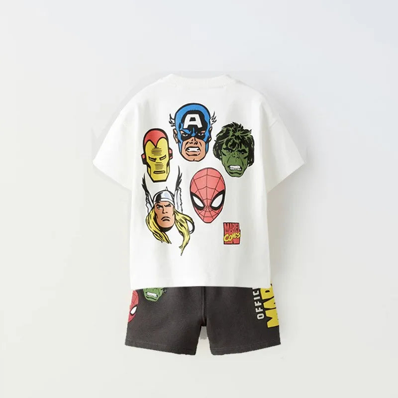 New Donald Duck Print T-shirt Shorts Outfit Summer Costume 2 Piece Set Kids Boys Fashion Casual Crewneck Tops+Shorts Tracksuits