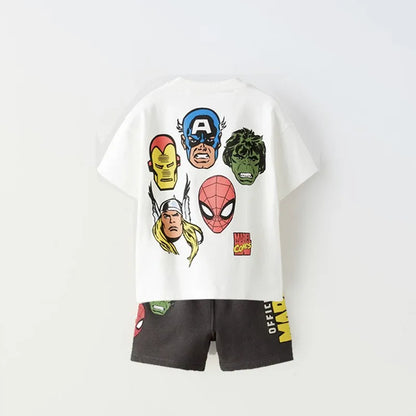 New Donald Duck Print T-shirt Shorts Outfit Summer Costume 2 Piece Set Kids Boys Fashion Casual Crewneck Tops+Shorts Tracksuits