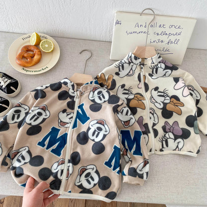 Cartoon Printed Spring Autumn Children's Outerwear Loose Casual Boys And Girls Jackets Long Sleeved Kids Clothing Tops Coats