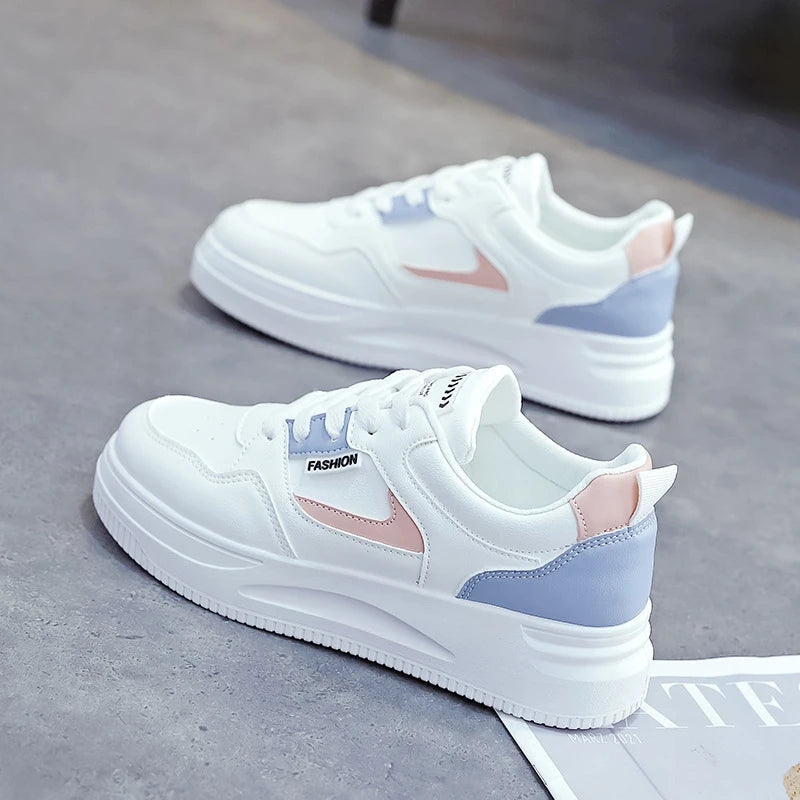 Korean Version of Mesh White Shoes for Women's Breathable Thick-soled Korean Version of Board Shoes for Women's Student Shoes