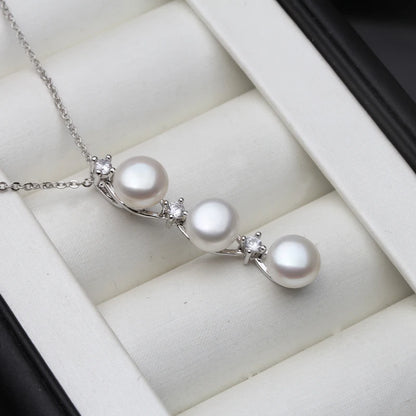 2025 New Freshwater Natural Black Pearl Pendant Women,Wedding 925 Silver Pearl Necklace Wife Mother Anniversary Gift White Grey