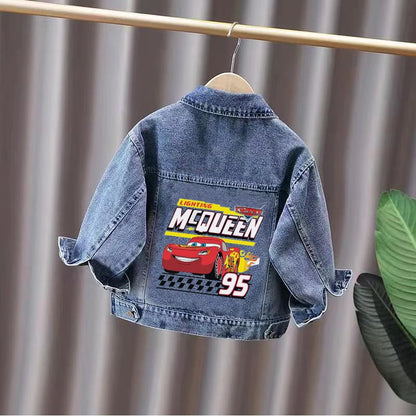 Disney Boys Girls Denim Jacket Children's Minnie Daisy Lightning Mcqueen Cartoon Long Sleeve Fashion Coat Kids Clothes Outerwear