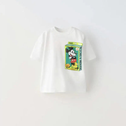 Disney Mickey T-shirt Short-sleeved Tops Summer Children's Clothes Casual Loose Baby Boys Cartoon Tee O-neck Kids Costume Tshirt