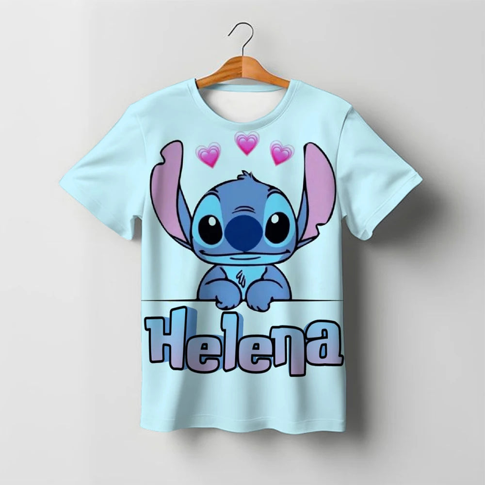 2025 Summer Disney Stitch Kids 3d Print Tees 1-14 Years T-shirt Children Cartoon Style Tops Short Sleeves Tees Kids T Shirt