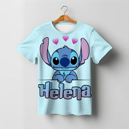 2025 Summer Disney Stitch Kids 3d Print Tees 1-14 Years T-shirt Children Cartoon Style Tops Short Sleeves Tees Kids T Shirt