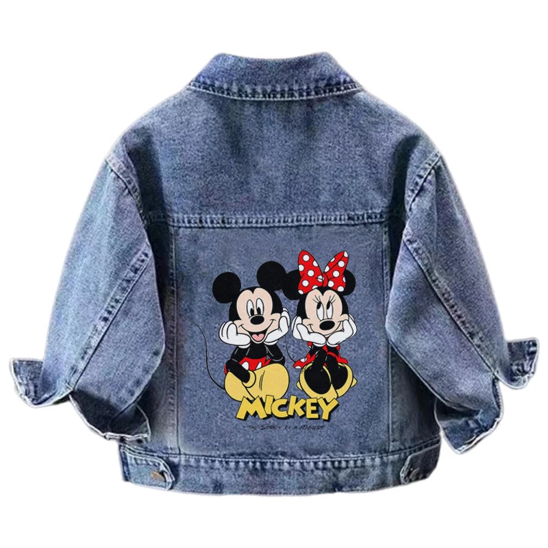Disney Boys Girls Denim Jacket Children's Minnie Daisy Lightning Mcqueen Cartoon Long Sleeve Fashion Coat Kids Clothes Outerwear