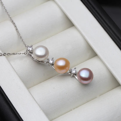 2025 New Freshwater Natural Black Pearl Pendant Women,Wedding 925 Silver Pearl Necklace Wife Mother Anniversary Gift White Grey