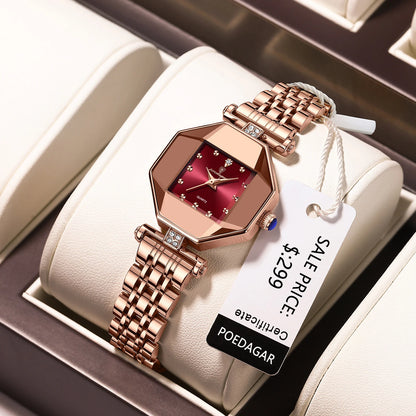 POEDAGAR Luxury Brand Women Watch Stainless Stain Waterproof Quartz Watches For Woman Fashion Simple Rose Gold Ladies Watch Gift