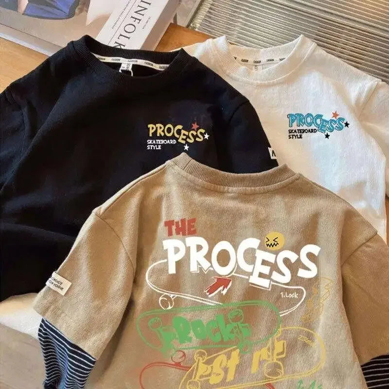 Long Sleeve Children T-shirts 2025 Autumn Spring Tops for Kids Cartoon Print Boys Girls Tees Toddler Outerwear Baby Tees 1-8T
