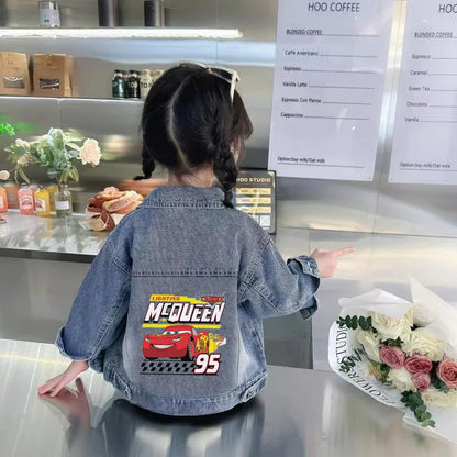 Disney Boys Girls Denim Jacket Children's Minnie Daisy Lightning Mcqueen Cartoon Long Sleeve Fashion Coat Kids Clothes Outerwear