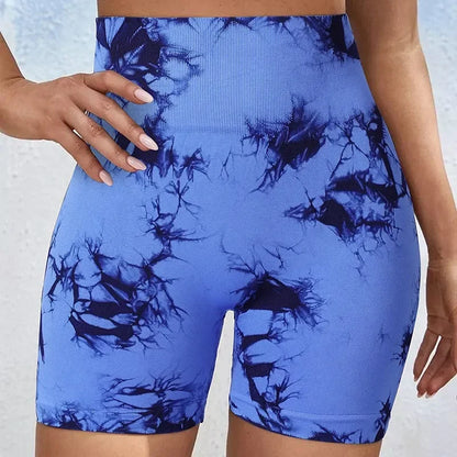 Yoga Shorts for Women Tie Dye Seamless Cycling Running High Waisted Workout Gym Fitness S M L XL