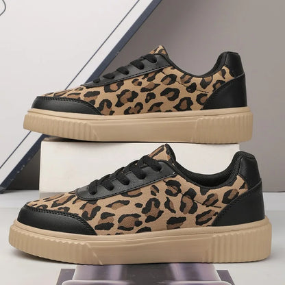 Outdoor Women Walking Shoes Skateboarding Shoes Women Sneakers PU Leather Lace-Up Breathable Jogging Casual Sneakers De Mujer