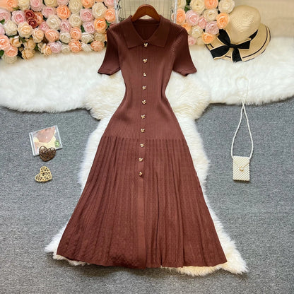 YuooMuoo Brand Fashion Elegant Patchwork Knitted Long Dress Spring Summer Women Luxury Shirt Sweater Dress Lady Party Vestido