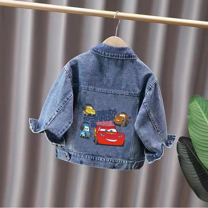 Disney Boys Girls Denim Jacket Children's Minnie Daisy Lightning Mcqueen Cartoon Long Sleeve Fashion Coat Kids Clothes Outerwear