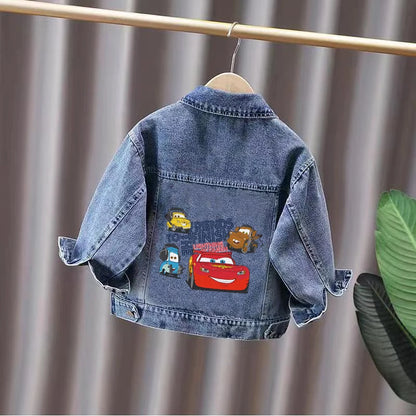 Disney Boys Girls Denim Jacket Children's Minnie Daisy Lightning Mcqueen Cartoon Long Sleeve Fashion Coat Kids Clothes Outerwear