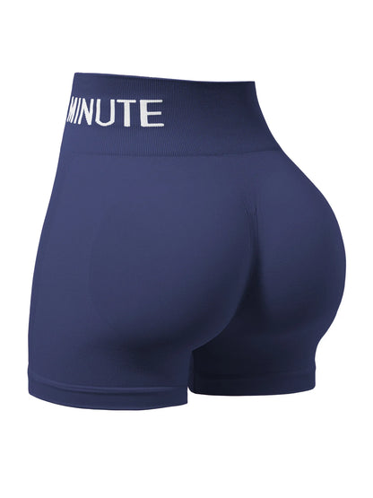 Ladies' seamless, high-elastic three-point fitness letter-shaped shorts, high-waisted peach-buttock sports hip-lifting shorts