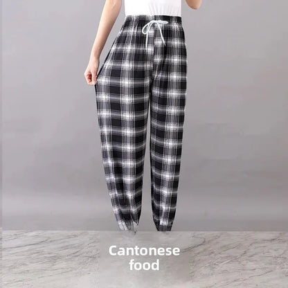 Summer Loose Ice Silk Women's Pants Elastic Waist Casual Bottoming Trousers Large Size Floral Print Comfortable Mom Pants