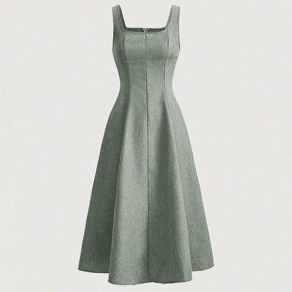 Rafiah Boutique Women's Dresses Summer French Elegant Fashion Simple Sleeveless Square Neck A-Line Party Dresses