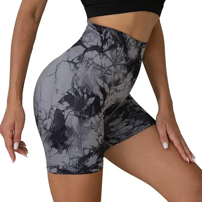 Yoga Shorts for Women Tie Dye Seamless Cycling Running High Waisted Workout Gym Fitness S M L XL