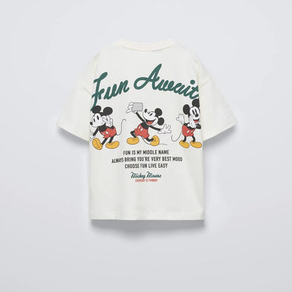 Disney Mickey T-shirt Short-sleeved Tops Summer Children's Clothes Casual Loose Baby Boys Cartoon Tee O-neck Kids Costume Tshirt