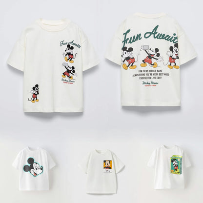 Disney Mickey T-shirt Short-sleeved Tops Summer Children's Clothes Casual Loose Baby Boys Cartoon Tee O-neck Kids Costume Tshirt