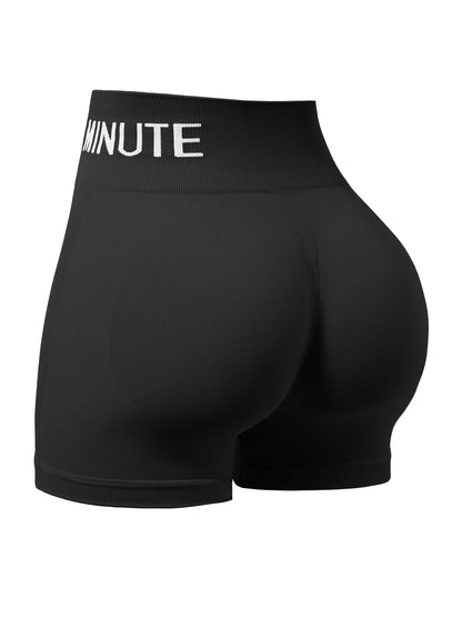 Ladies' seamless, high-elastic three-point fitness letter-shaped shorts, high-waisted peach-buttock sports hip-lifting shorts