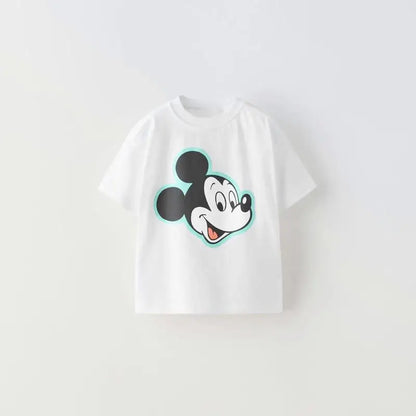 Disney Mickey T-shirt Short-sleeved Tops Summer Children's Clothes Casual Loose Baby Boys Cartoon Tee O-neck Kids Costume Tshirt