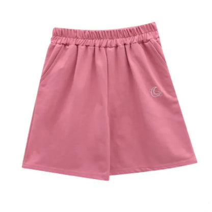 Women's Loose Waist Embroidered Shorts Summer High Waist Wide Leg Casual Five-Quarter Pants Fashionable Korean Style