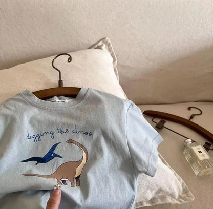 2024 Children's Cotton Short Sleeve Top Cartoon Printed Half Sleeve Summer New Style For Middle Small Kids Kidswear T-shirt