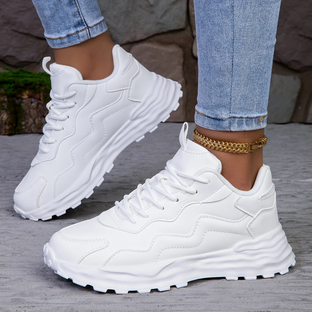 Fashion Woman Vulcanize Platform Casual Sneakers Women Flats Mesh Breathable Running Walking Shoes Chunky Sports Shoe