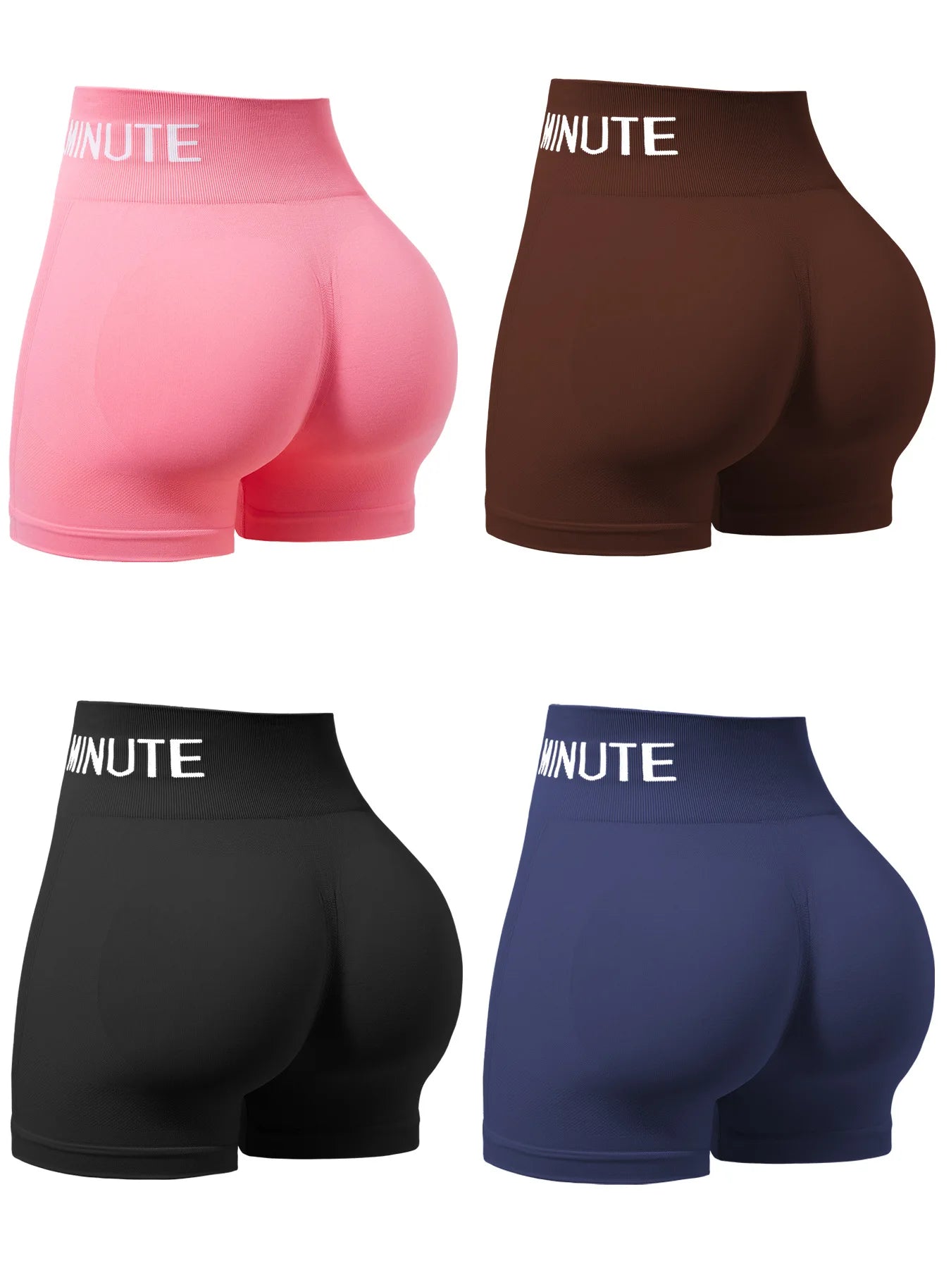 Ladies' seamless, high-elastic three-point fitness letter-shaped shorts, high-waisted peach-buttock sports hip-lifting shorts
