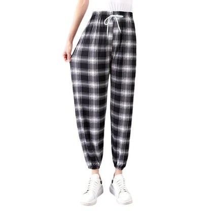 Summer Loose Ice Silk Women's Pants Elastic Waist Casual Bottoming Trousers Large Size Floral Print Comfortable Mom Pants
