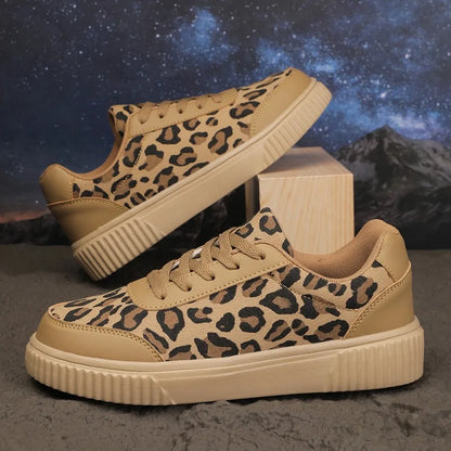 Outdoor Women Walking Shoes Skateboarding Shoes Women Sneakers PU Leather Lace-Up Breathable Jogging Casual Sneakers De Mujer