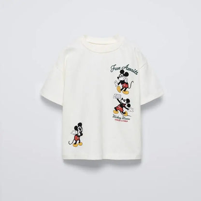 Disney Mickey T-shirt Short-sleeved Tops Summer Children's Clothes Casual Loose Baby Boys Cartoon Tee O-neck Kids Costume Tshirt