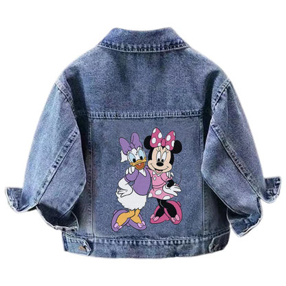 Disney Boys Girls Denim Jacket Children's Minnie Daisy Lightning Mcqueen Cartoon Long Sleeve Fashion Coat Kids Clothes Outerwear