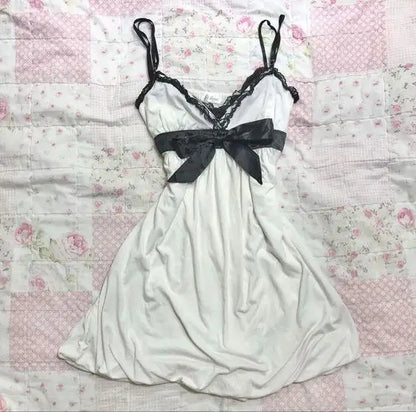 Harajuku Retro Y2K E-Girl Casual Dress Sexy Slim Chic Graphic Print Lace-Up Halter Neck Dresses Goth Grunge Fairycore Streetwear