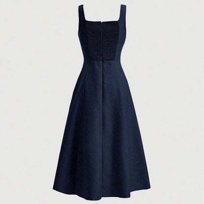 Rafiah Boutique Women's Dresses Summer French Elegant Fashion Simple Sleeveless Square Neck A-Line Party Dresses