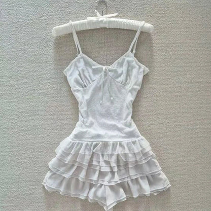 Harajuku Retro Y2K E-Girl Casual Dress Sexy Slim Chic Graphic Print Lace-Up Halter Neck Dresses Goth Grunge Fairycore Streetwear