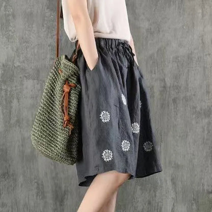 Cotton Linen Shorts Woman Blue White Black Long Shorts Summer Women's Clothing Short Pants High Waist Oversize Women's Shortss