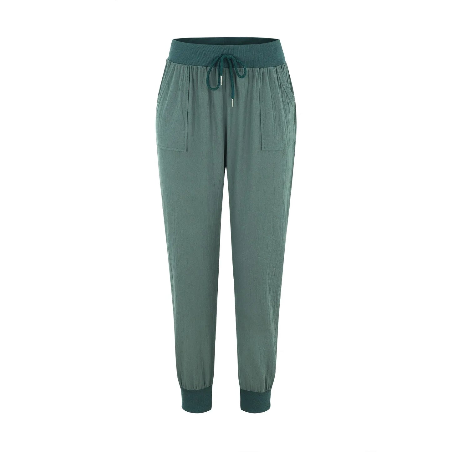 Casual Cotton Linen Pants For Women Drawstring Back Elastic Waist Casual Pants With Pockets Plus Size Solid Color Harem Trousers