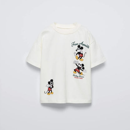 Disney Mickey T-shirt Short-sleeved Tops Summer Children's Clothes Casual Loose Baby Boys Cartoon Tee O-neck Kids Costume Tshirt