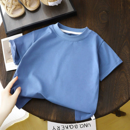 Children's Cotton Short Sleeve White Red Black T-shirt Girls' Summer Baby Clothes Kids Boys' Tops