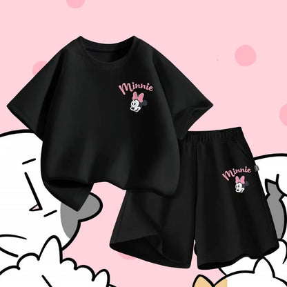 Summer Baby Girl Boy Clothes Set Children Disney Minnie Printing T-shirt and Short Two Pieces Suit Kid Shorts Sleeve Tracksuit