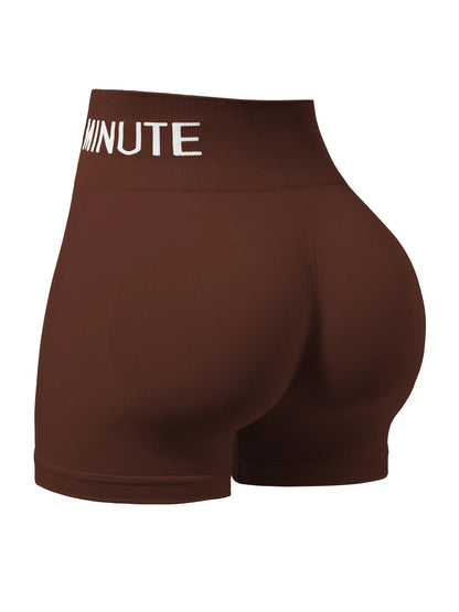 Ladies' seamless, high-elastic three-point fitness letter-shaped shorts, high-waisted peach-buttock sports hip-lifting shorts
